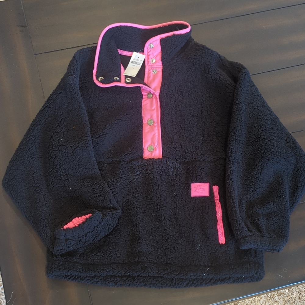 Black and Pink Fleece Pullover